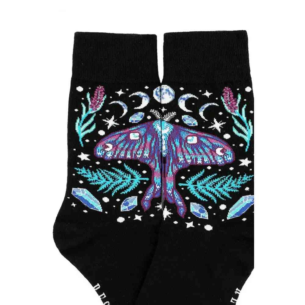 Restyle - Enchanted Forest Jaquard Chaussettes - Noir